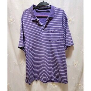 MENS XL LIGHT PURPLE STRIPED SHORT SLEEVE GOLF POLO SHIRT PREPPY ACADEMIA CASUAL